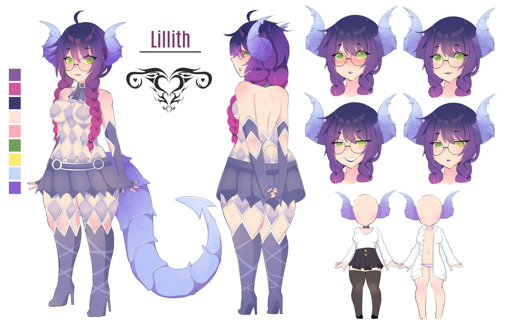 Lillith&#39;s reference sheet (Early 2022) This reference introduced her womb tattoo!