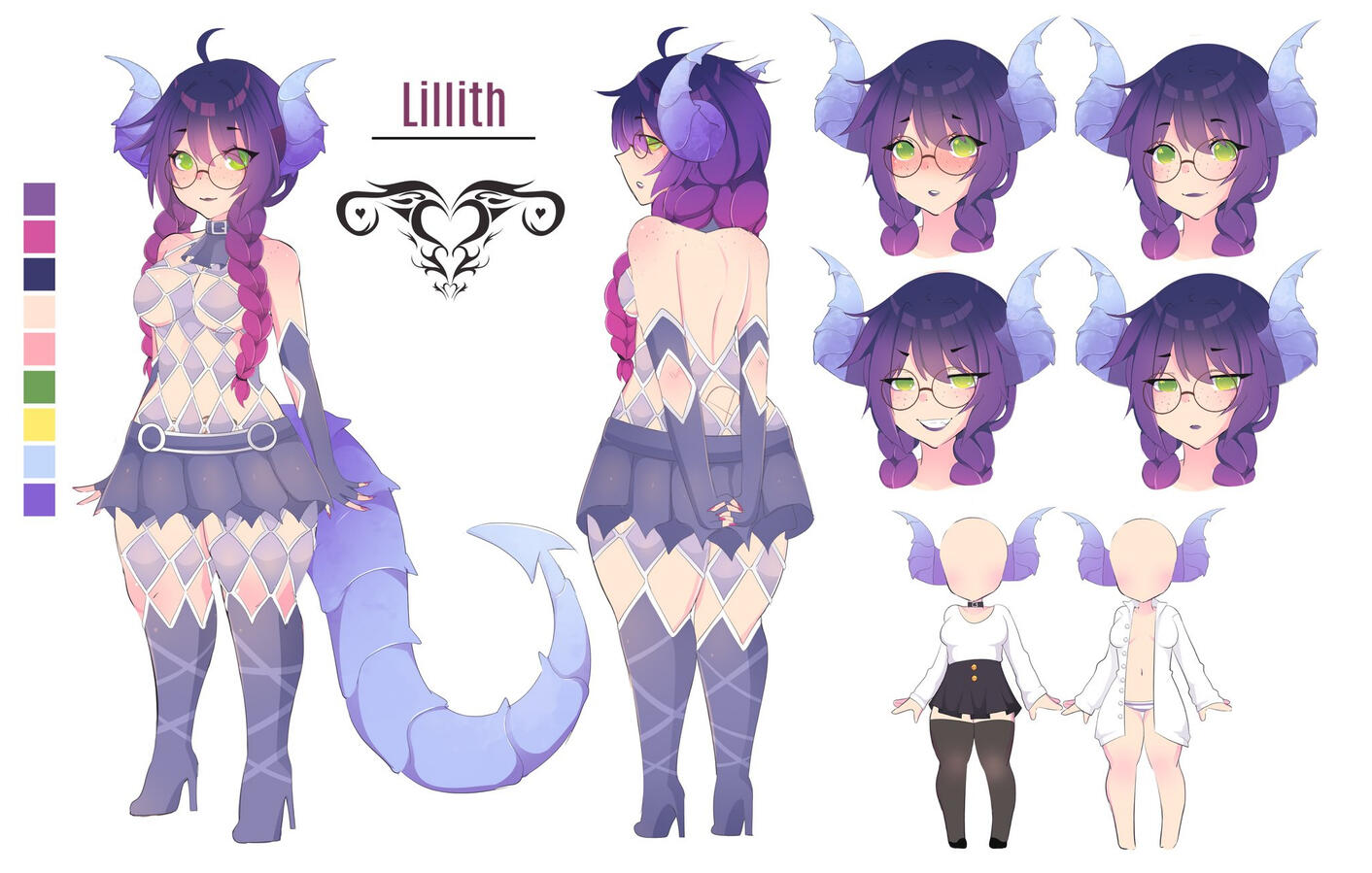 Lillith's reference sheet (Early 2022) This reference introduced her womb tattoo!